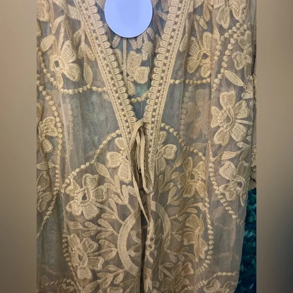 Umgee Mustard Embroidered Kimono - Picture 5 of 5